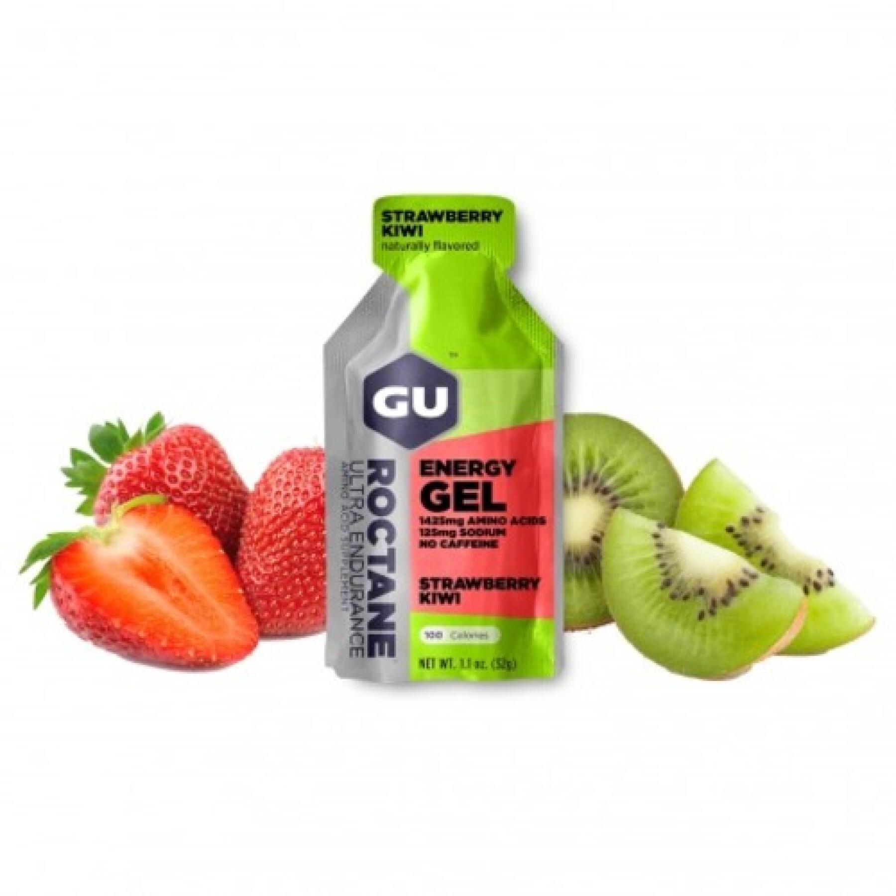 Packung mit 24 roctane Gelen Gu Energy fraise/kiwi sans caféine