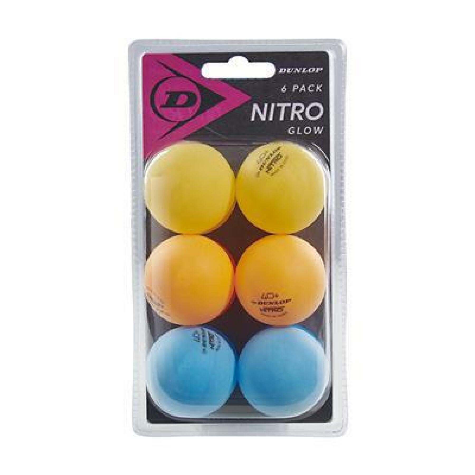 Satz mit 6 Tischtennisbällen Dunlop 40+ nitro glow
