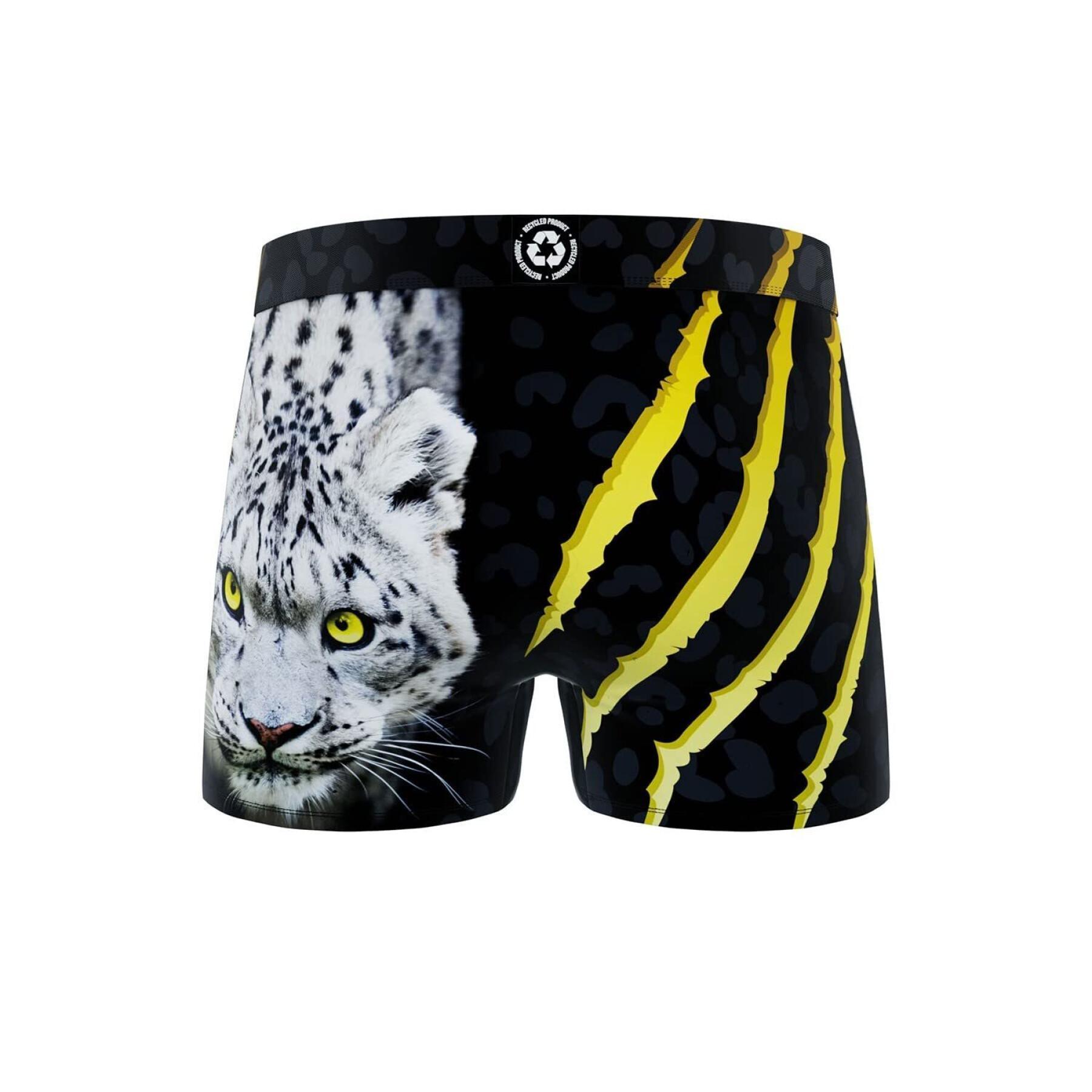 Boxershorts aus recyceltem Polyester mit dem Aufdruck wilde Tiere Panther Freegun