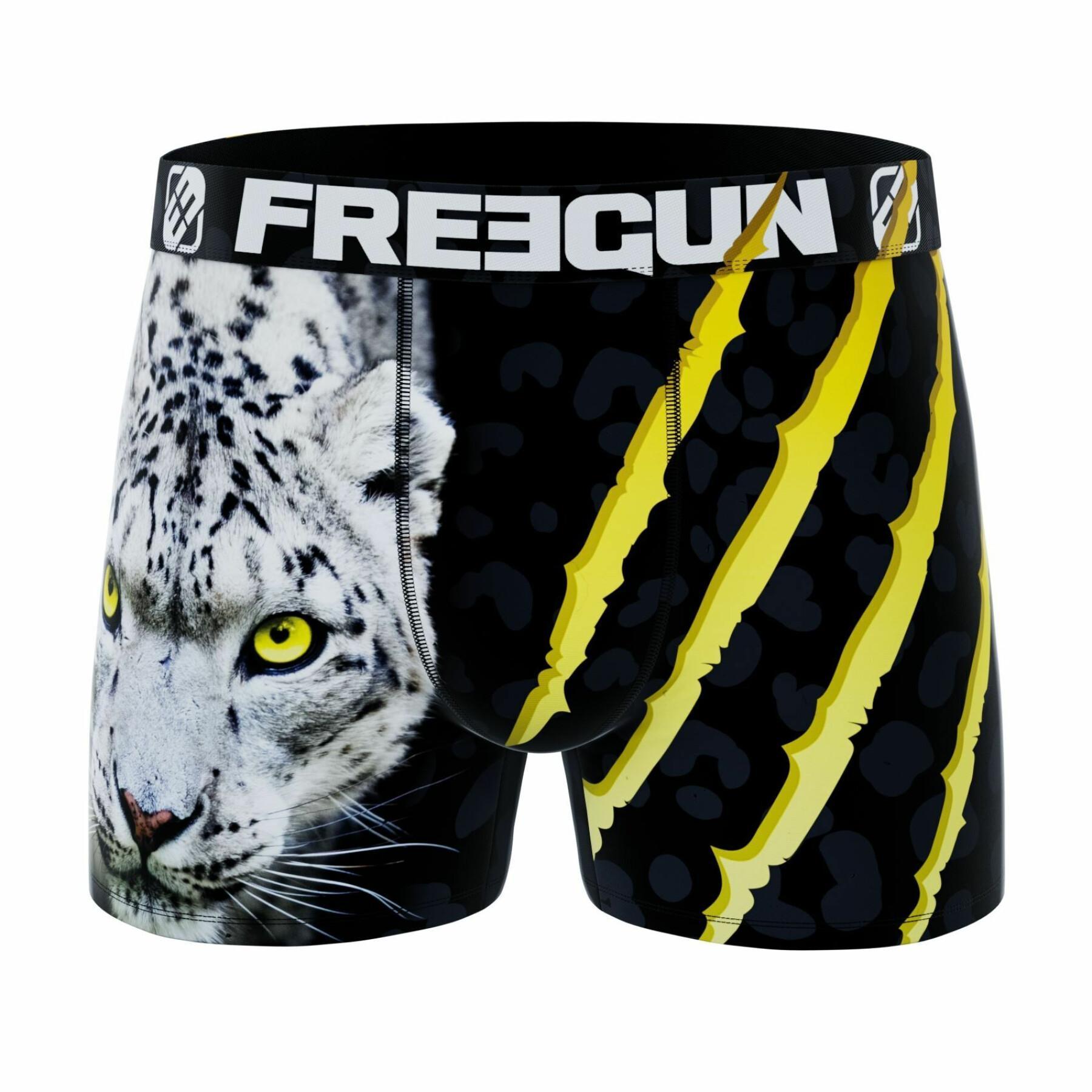 Boxershorts aus recyceltem Polyester mit dem Aufdruck wilde Tiere Panther Freegun