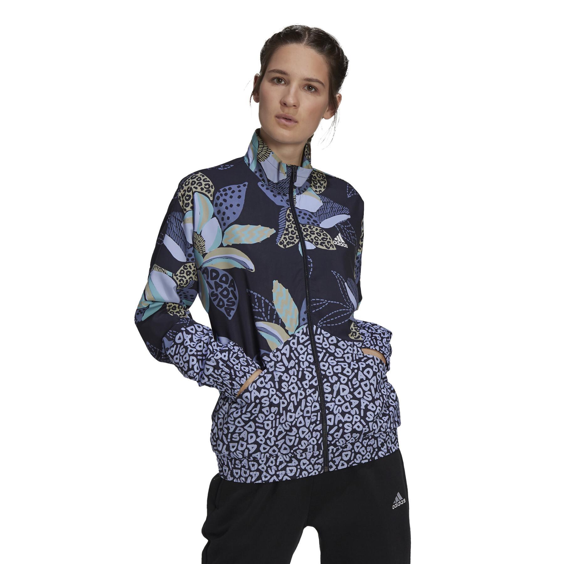 Damen-Windbreaker-Jacke adidas Farrio Print Relaxed Lightweight