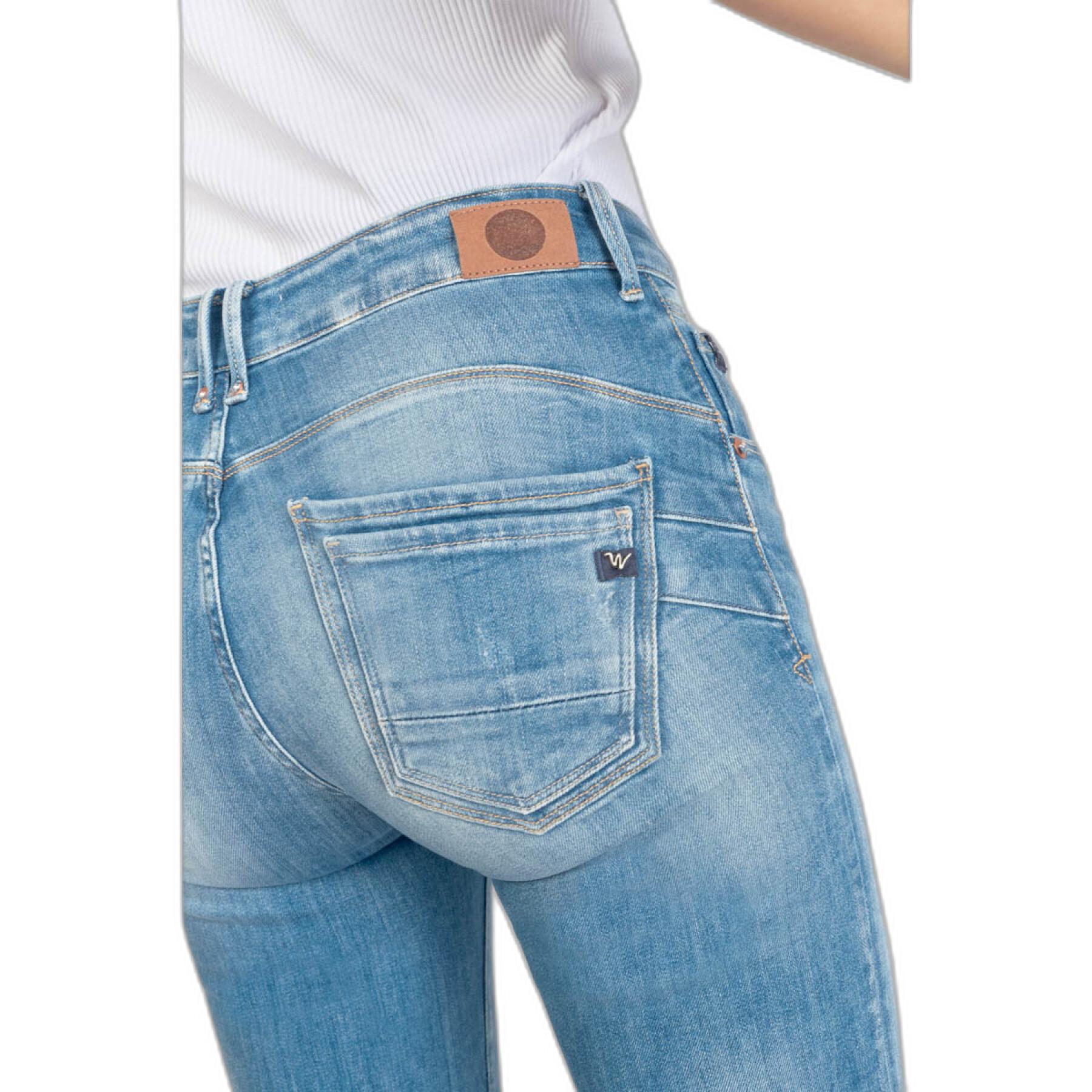 Jeans hohe Taille Frau Le Temps des cerises Pulp Flare Axis