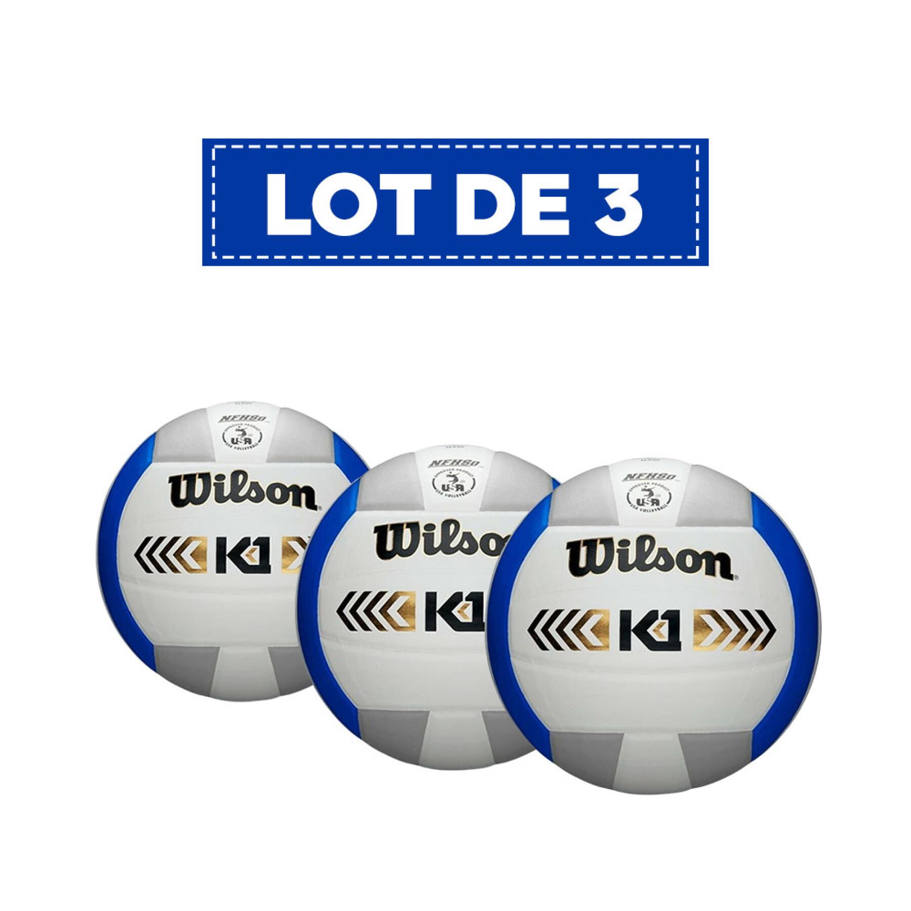 Lot von 3 Volleyballbällen Wilson K1 Gold [Taille 5]
