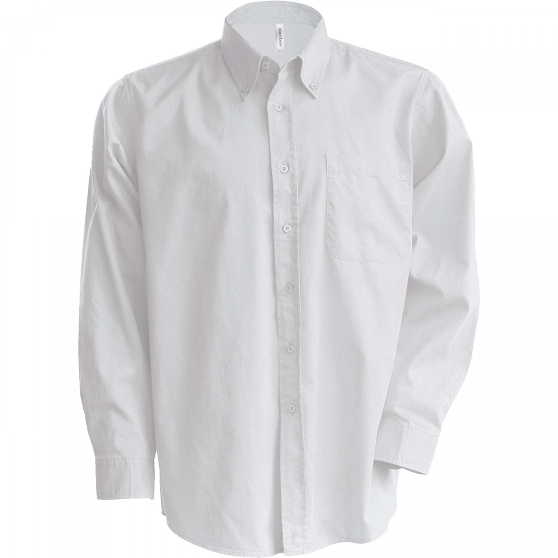 Langarmhemd Kariban Oxford blanc