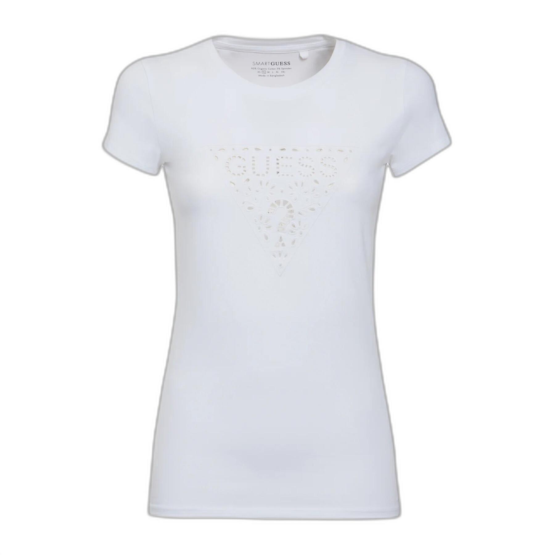 Kurzarm-T-Shirt, Damen Guess Eyelet Floral Logo R3