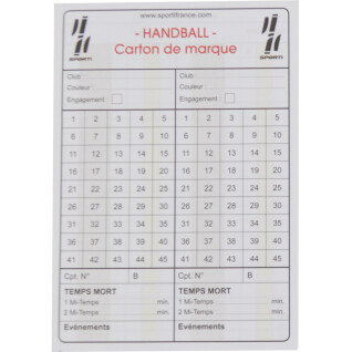 Carnet de 10 cartes seul d'arbitrage handball
