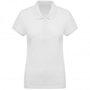 Damen-Poloshirt mit weißen Piqué-Ärmeln