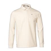 Unifarbenes Langarm-Jersey-Poloshirt Serge Blanco